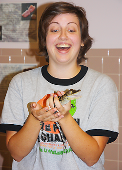 Student Holding Alligator