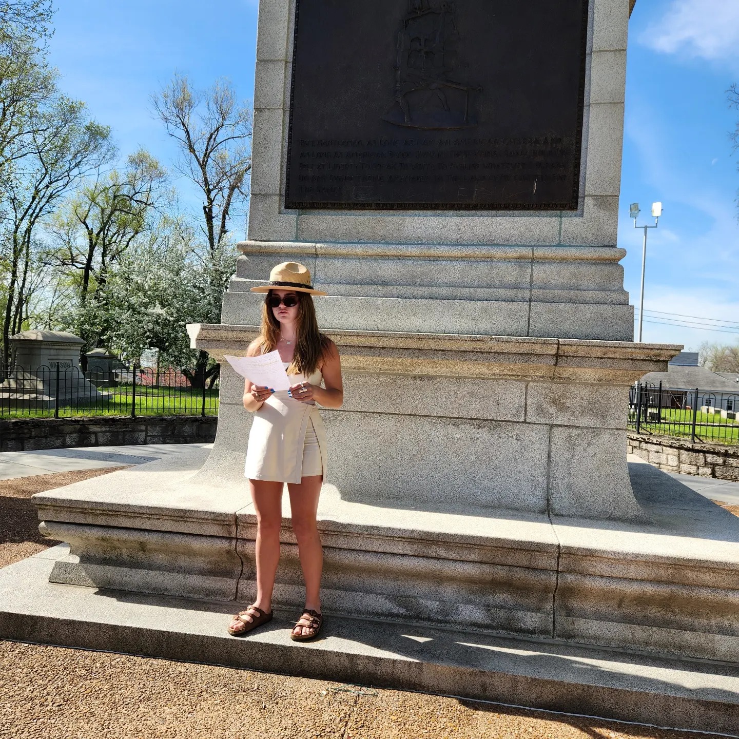 Student at Elijah P. Lovejoy Monument