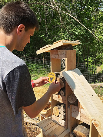 Student Working in Garden