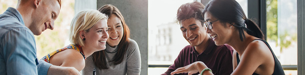 Sitting students in a discussion